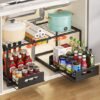 Unyqoos® Uitbreidbare Stalen Onderkast Organisator met Uittrekbare Mand en Verstelbare Niveaus voor Keuken en Badkamer