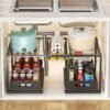 Unyqoos® Uitbreidbare Stalen Onderkast Organisator met Uittrekbare Mand en Verstelbare Niveaus voor Keuken en Badkamer
