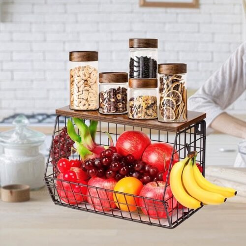550x550-34015.jpg Unyqoos® Stijlvolle zwarte fruitschaal met wandmontage en stapelbaar ontwerp