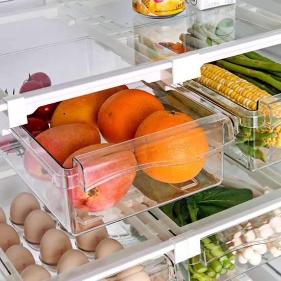 Unyqoos® Praktische uittrekbare koelkastorganizer voor groenten en fruit, set van 2
