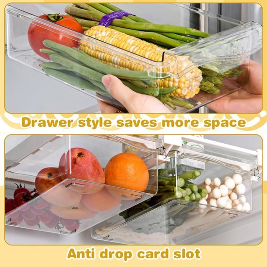 Unyqoos® Praktische uittrekbare koelkastorganizer voor groenten en fruit, set van 2