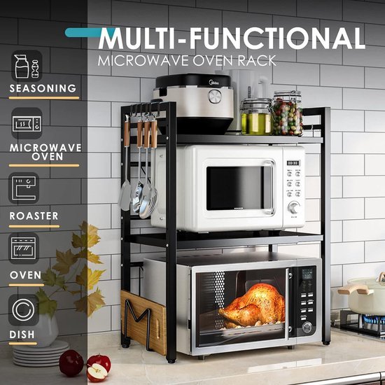 Unyqoos® Uitbreidbaar Keukenrek met Verstelbare Hoogte en 5 Haken voor Optimale Organisatie