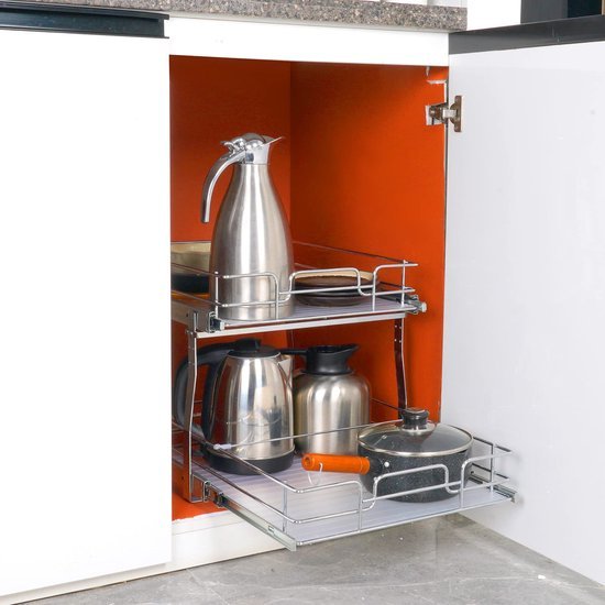 550x550-34113.jpg Unyqoos® Uittrekbare kastorganizer met 2 niveaus voor efficiënte opbergruimte in de keuken