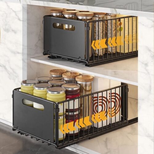 550x550-34164.jpg Unyqoos® Set van 2 uitschuifbare keukenladen voor efficiënte kastorganisatie