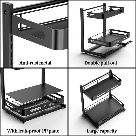 Unyqoos® Verstelbare metalen onderkast-organizer voor efficiënte keukenopslag