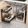 Unyqoos® Verstelbare metalen onderkast-organizer voor efficiënte keukenopslag