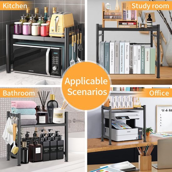 550x550-34183.jpg Unyqoos® Verstelbaar Keukenrek met Flexibele Opbergruimte en Extra Haken voor Efficiëntie