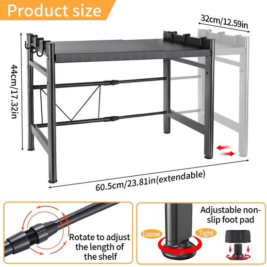 550x550-34184.jpg Unyqoos® Verstelbaar Keukenrek met Flexibele Opbergruimte en Extra Haken voor Efficiëntie