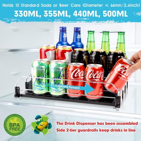 550x550-34203.jpg Unyqoos® Ruimtebesparende automatische blikjeshouder voor koelkast en voorraadkast