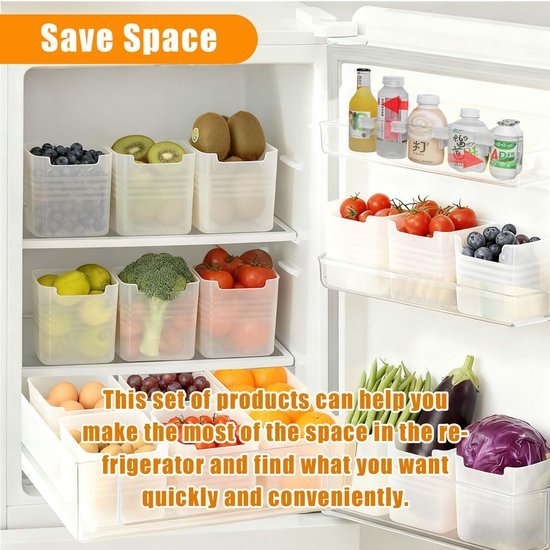 Unyqoos® Complete set van koelkast organizers met hangboxen en verdelers voor efficiëntie