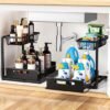 Unyqoos® Multifunctioneel Metalen Keuken- en Badkamer Opbergrek met Lade, Set van 2, Zwart