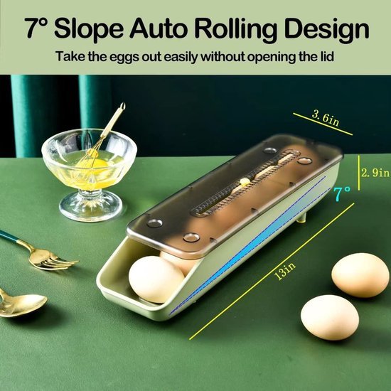 Unyqoos® Automatische eierhouder met doorzichtige kap en eierringen voor koelkast