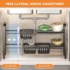 Unyqoos® Aanpasbaar en stevig opbergrek voor onder wastafel met manden