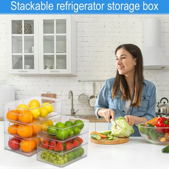 550x550-34285.jpg Unyqoos® Transparante en stapelbare opbergboxen set voor keuken en koelkast