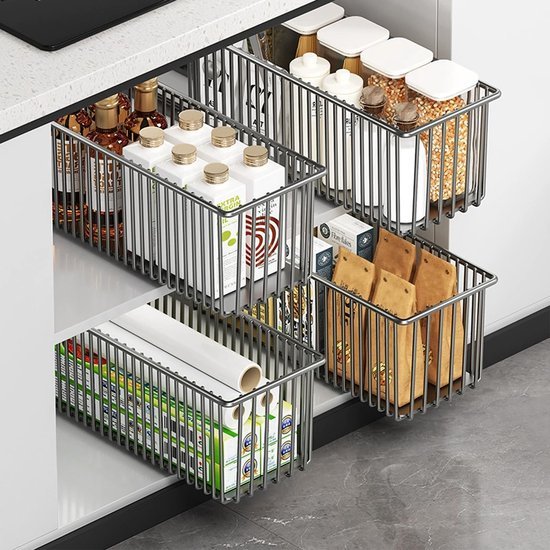 550x550-34290.jpg Unyqoos® Set van 4 uittrekbare opbergmanden voor kast- en keukenorganisatie
