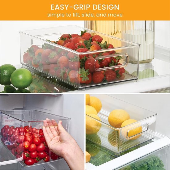 550x550-34320.jpg Unyqoos® Transparante en Stapelbare Koelkastorganizers Set van 6 voor Efficiënte Opbergruimte