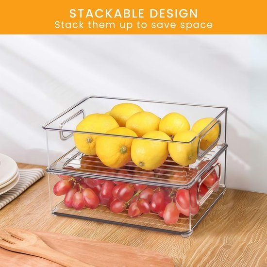 550x550-34321.jpg Unyqoos® Transparante en Stapelbare Koelkastorganizers Set van 6 voor Efficiënte Opbergruimte