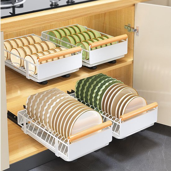 Unyqoos® Uittrekbare lade-organizer voor keukenkast met eenvoudig installatieproces