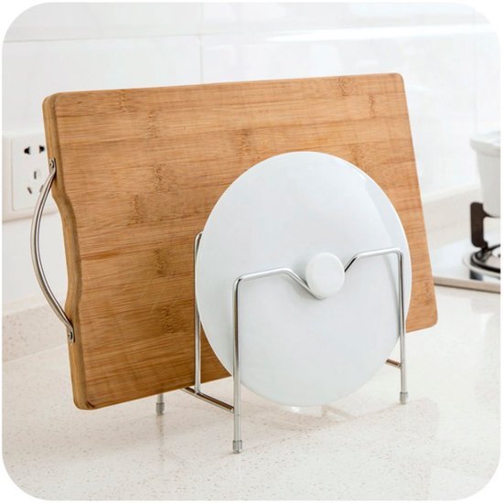 550x550-34388.jpg Unyqoos® Ruimtebesparende roestvrijstalen houder voor deksel en snijplank