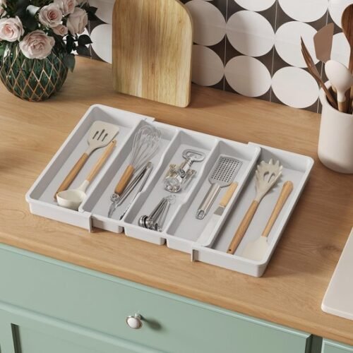 550x550-34417.jpg Unyqoos® Uitbreidbare Bestekbak voor Ladeorganisatie en Keukengerei Opslag, Wit, Tot 57 cm