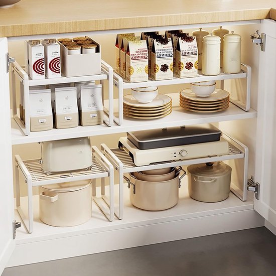 Unyqoos® Veelzijdige Keukenkast Organizer Met Antislipmat Voor Optimale Ruimtebenutting In Huis
