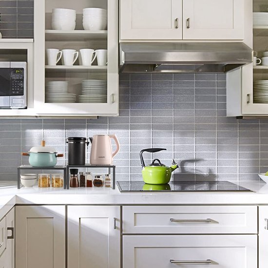 Unyqoos® Uitbreidbaar en stapelbaar metalen keukenrek voor optimale organisatie