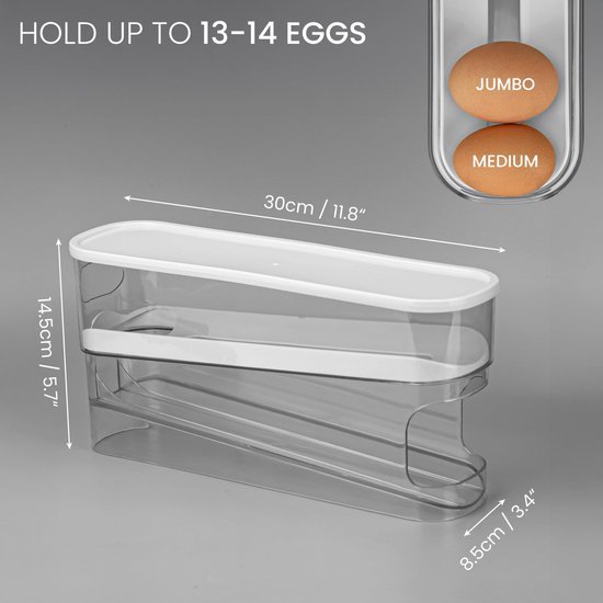 Unyqoos® Ruimtebesparende eierdispenser met twee niveaus voor koelkastopslag