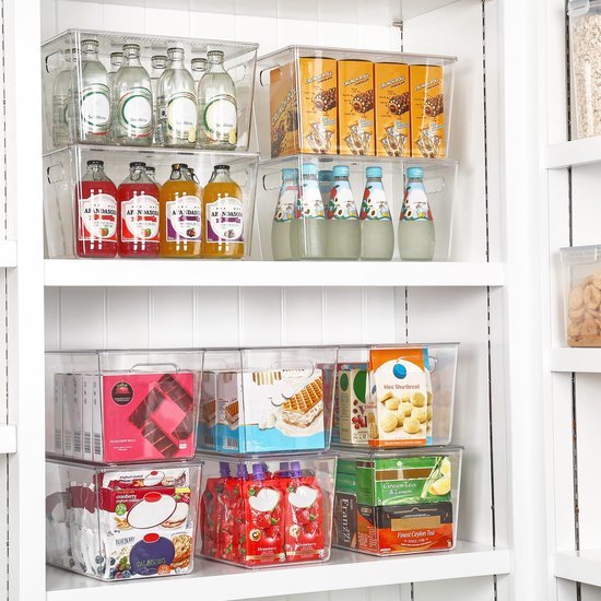 550x550-34471.jpg Unyqoos® Set van vier doorzichtige opbergboxen met deksel voor keuken en badkamer