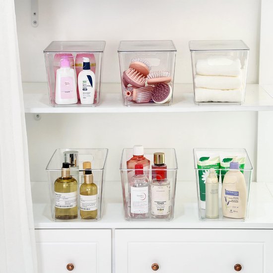 550x550-34472.jpg Unyqoos® Set van vier doorzichtige opbergboxen met deksel voor keuken en badkamer