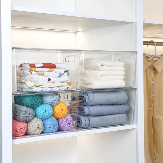 550x550-34473.jpg Unyqoos® Set van vier doorzichtige opbergboxen met deksel voor keuken en badkamer