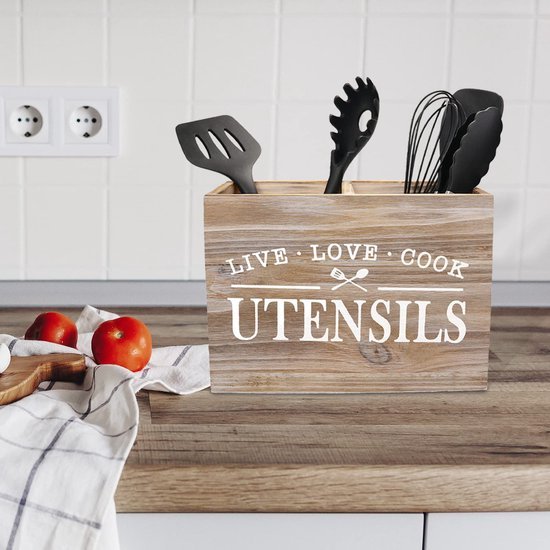 Unyqoos® Stijlvolle Houten Keukenorganizer met Twee Compartimenten en Verwijderbare Bodem voor Optimaal Gebruiksgemak