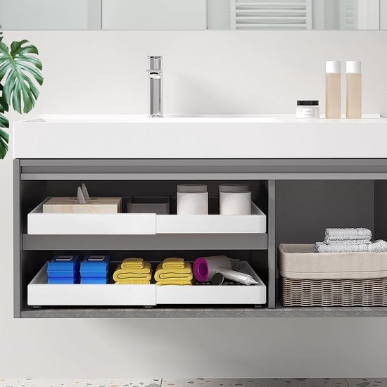 Unyqoos® Ruimtebesparende uittrekbare lade voor keuken en badkamer organisatie