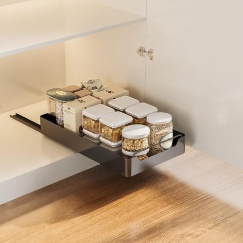 Unyqoos® Uitschuifbaar en verstelbaar opbergrek voor keuken en badkamer organisatie