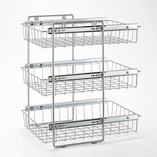Unyqoos® Uitschuifbaar mandensysteem met drie lagen voor kasten van 40 cm breed