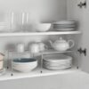 Unyqoos® Verstelbare Keuken- en Kasten Organizer voor Optimaal Ruimtegebruik, Zilvergrijs