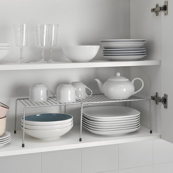 Unyqoos® Verstelbare Keuken- en Kasten Organizer voor Optimaal Ruimtegebruik, Zilvergrijs