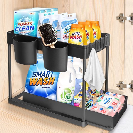 550x550-34580.jpg Unyqoos® Uittrekbare Organizer voor Onder de Wastafel met Veelzijdige Opbergmogelijkheden, Zwart