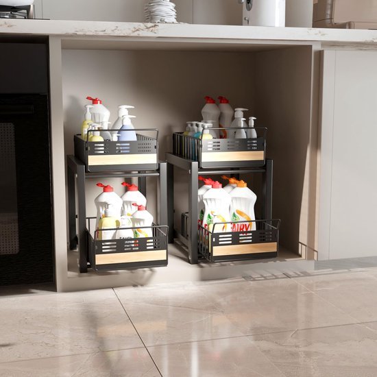 550x550-34621.jpg Unyqoos® Stijlvolle en Functionele Keuken- en Badkamer Onderkast Organizer met Twee Uittrekbare Manden