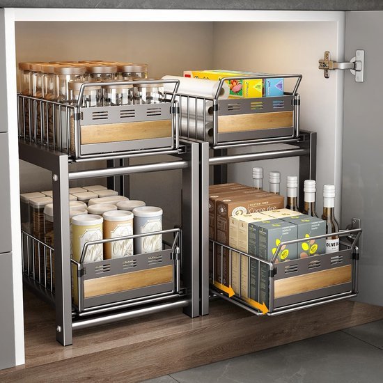 550x550-34622.jpg Unyqoos® Stijlvolle en Functionele Keuken- en Badkamer Onderkast Organizer met Twee Uittrekbare Manden
