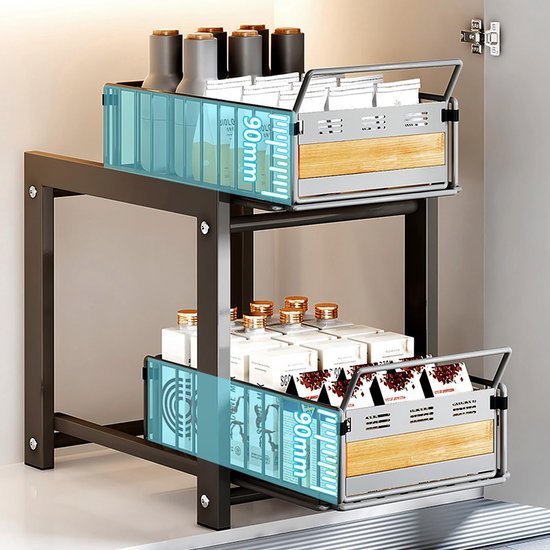 550x550-34625.jpg Unyqoos® Stijlvolle en Functionele Keuken- en Badkamer Onderkast Organizer met Twee Uittrekbare Manden
