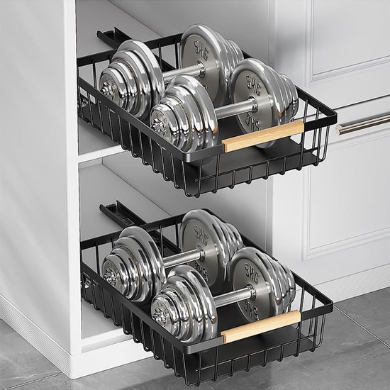 Unyqoos® Uittrekbare metalen lade-organizer voor keuken en badkamer, set van 2