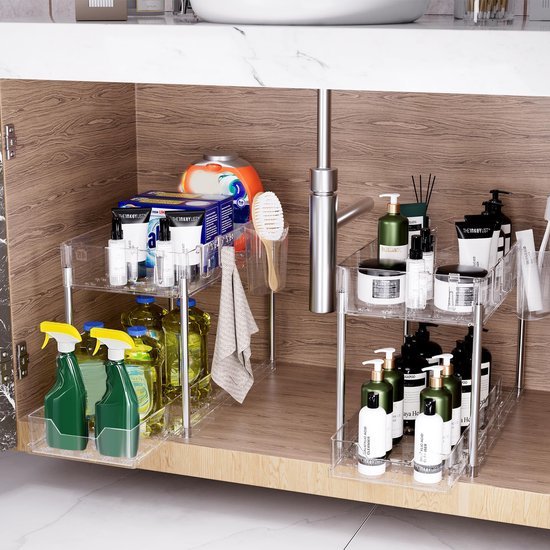 Unyqoos® Multifunctioneel Keuken- en Badkamerrek met Uittrekbare Lade en Opbergruimte