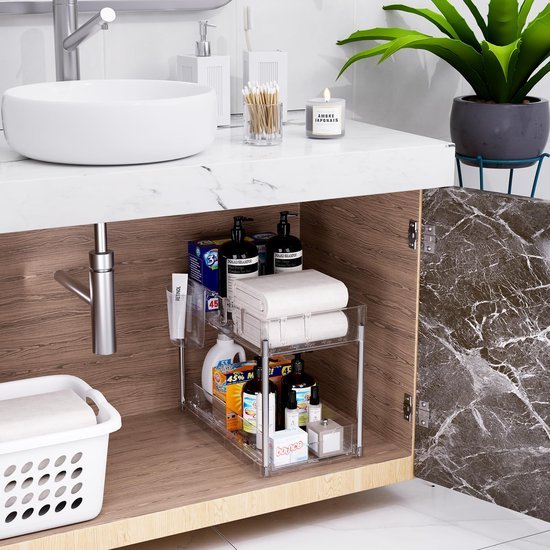 Unyqoos® Multifunctioneel Keuken- en Badkamerrek met Uittrekbare Lade en Opbergruimte