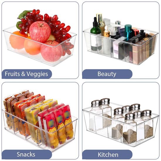 Unyqoos® Stapelbare keukenorganizers met uitneembare vakken voor optimale keukenindeling