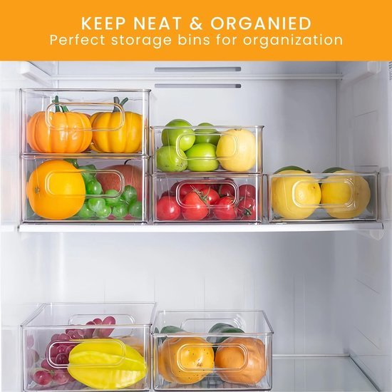 550x550-34701.jpg Unyqoos® Set van 6 transparante opbergdozen voor koelkast en keukenorganisatie
