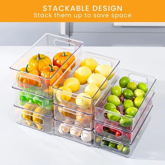 550x550-34704.jpg Unyqoos® Set van 6 transparante opbergdozen voor koelkast en keukenorganisatie
