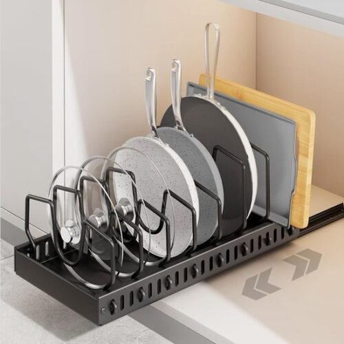 550x550-34708.jpg Unyqoos® Uittrekbare lade-organizer voor pannen en deksels met verstelbare verdelers in zwart