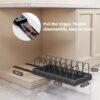 Unyqoos® Uittrekbare lade-organizer voor pannen en deksels met verstelbare verdelers in zwart