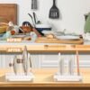 Unyqoos® Functionele houder voor snijplanken en deksels in compact wit ontwerp