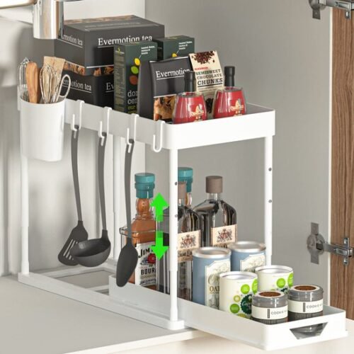 Unyqoos® Lade-organizer met Verstelbare Hoogte en Tweelaags Ontwerp voor Badkamer en Keukenopslag